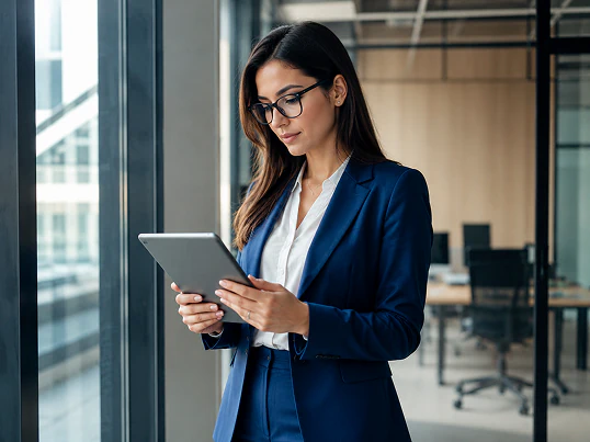 FAQ Woman with a Tablet
